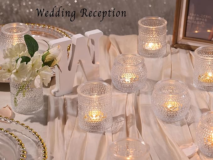 40 Pcs Assorted Clear Votive Candle Holders Bulk- Small Candle Holders Bulk for Wedding Table Decor, Glass Tealight Candle Holder for Fall, Thanksgiving, Christmas, Wedding Party Decor