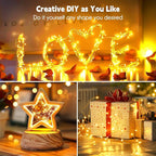 2Pack Fairy Lights Plug in, 33Ft 100 LEDs Waterproof Silver Wire Firefly Lights, Adaptor Included, Starry String Lights for Wedding Indoor Outdoor Christmas Patio Garden Decoration, Warm White