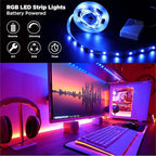 Battery Powered LED Strip Lights with Timer, 6.56 ft RGB DIY Lights with Remote Control for Bedroom, TV, Party, Piano, Cabinet, Decor, Indoor Use