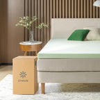 ZINUS 3 Inch Green Tea Memory Foam Mattress Topper, Smaller, More Convenient WonderBox Packaging, Pressure-Relieving Layers, CertiPUR-US Certified, Short Queen