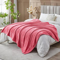 NEWCOSPLAY Super Soft King Blanket Coral Pink Premium Silky Flannel Fleece Leaves Pattern Lightweight Bed Blanket All Season Use (Coral Pink, King(90"x110"))