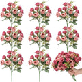 Zeyune 8 Pack 12 Inch Wedding Bouquets for Bride Bridesmaid Pastel Pink and Pale Pinkish-Grey Artificial Rose Bouquet Fake Silk Roses Flowers Bunches Bulk for Home Office Garden Parties Decoration