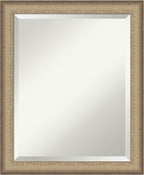Amanti Art Bronze Bathroom Mirror for Over Sink, 23x19 Elegant Brushed Bronze Narrow Rectangle Vanity Mirror, Small Casual Frame, Hangs Horizonally and Vertically, Bathroom Wall Decor, Beveled Edge