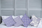 Ambesonne Vintage Throw Pillow Cushion Case Pack of 4, Monochrome Design Grid Trellis Quatrefoil Mesh and Dahlia Flowers Modern Print, Modern Accent Double-Sided Digital Printing, 20", Lavender White