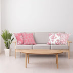 Ambesonne Retro Throw Pillow Cushion Case Pack of 4, Trellis Grid Medieval Floral Damask Mandala Flower Ornament in Modern Monochrome, Modern Accent Double-Sided Digital Printing, 24", Pastel Pink
