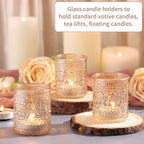 40Pcs Glass Votive Candle Holders, Gold Tea Light Candle Holders Vintage Tealight Candle Holder Bulk for Autumn, Thanksgiving Table Centerpieces, Christmas Decor (Gold)
