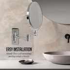 OVENTE 7" Wall Mounted Makeup Mirror with 1X/10X Magnification, Double Sided Magnifying Round Bathroom Vanity Mirror, 360° Swivel Design, Extendable and Folding Arm, Polished Chrome MNLFW70CH1X10X