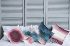Ambesonne Marble Print Throw Pillow Cushion Case Pack of 4, Watercolor Effect Brushstrokes Stains and Hues Modern Bicolour, Modern Accent Double-Sided Digital Printing, 18", Petrol Blue and Dried Rose