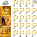 30 Pack Fairy Lights Battery Operated - 3 Speed Modes, 7Ft 20 LED String Twinkle Lights, Waterproof Copper Wire, Mini Firefly Light for Mason Jars Vases Christmas Decor, Warm White