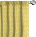 Ambesonne Yellow Window Curtains, Moroccan Trellis Pattern in Yellow Tones Vintage Eastern Pattern, Lightweight Decor 2-Panel Set with Rod Pocket, Pair of - 28" x 63", Mustard Yellow