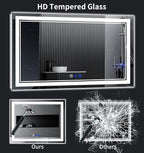 60"x28" LED Bathroom Mirror with Anti-Fog, Stepless Dimmable Lights, 3 Color Modes, Shatter-Proof Tempered Glass, Memory Function & Waterproof Design