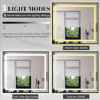 LED Bathroom Mirror,40"x36" Mirror with Black Frame, Front Light and Backlit, Stepless Dimmable, Anti-Fog, Shatter-Proof, Memory, 3 Colors, Double LED Vanity Mirror