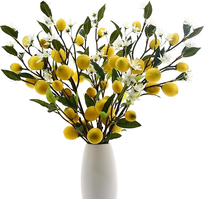 5pcs Artificial Lemon.24 Inch Lifelike artificial plants indoor.lemon tree artificial.artificial fruits for decoration.outdoor artificial plants.Used For Homes.Offices, Festivals.Flowers.And Vases