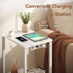 SUNMORY Floor Lamp with Table, End Table for Living Room with Lamp, Shelves Side Table with Charging Station(USB & AC Port), 3 Color Temperature LED Bulb, Modern Nightstand Lamp for Bedroom, Office