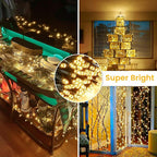 BHCLIGHT Extra-Long 165FT 500LED Christmas String Lights Outdoor/Indoor, Timer & Memory & 13 Modes, Warm White Christmas Lights Waterproof Green Wire Tree Lights for Xmas Holiday Party