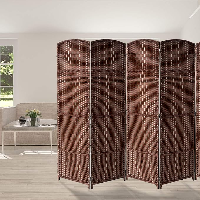 Sorbus 6 Panel Room Divider 6 ft. Tall - Privacy Screen, Extra Wide Double Hinged Panels, Diamond Double-Weaved, Partition Room Dividers and Folding Privacy Screens, Wall Divider for Room Separation