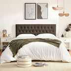 Tufted Upholstered Headboard California King, Solid Wood Head Board with Durable Metal Legs, Adjustable Height Bed headboard from 37” to 51” Fabric Headboard in Button Design, Chocolate