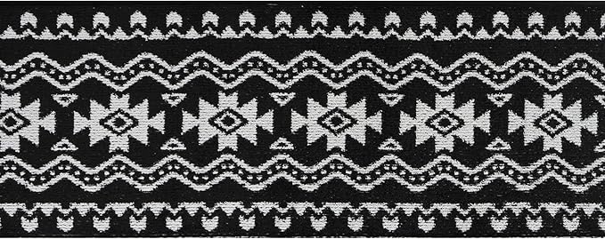 Custom Length Cut to Size Tribal Ethnic Southwestern Inspired Hallway Runner Rug, Non Slip Rubber Backed, 31 inch Wide X Customized Length, Aztec Black, 31 inch X 23 feet