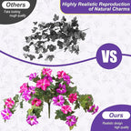 Artificial Hanging Fake Flowers with Basket Plants for Outdoor Decoration, Faux Silk Flower UV Resistant Morning Glory for Home Porch Patio Garden Balcony Yard Look Real (Red Lotus)