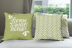 Ambesonne Geometric Throw Pillow Cushion Case Pack of 4, Home Phrase Minimal Zigzag Squama Dahlia Flower Petals Chevron Tribal, Modern Accent Double-Sided Digital Printing, 16", Green and White
