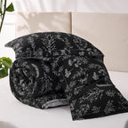 Bedsure King Comforter Set - Black Bed Set, 3 Pieces Cute Floral Bedding, 1 Soft Reversible Botanical Flowers Comforter and 2 Pillow Shams