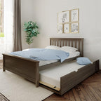 Max & Lily Full Bed, Wood Bed Frame with Headboard For Kids with Trundle, Slatted, Clay
