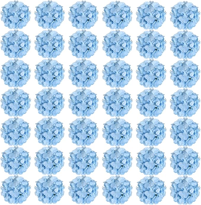 Auihiay 64pcs Silk Hydrangea Artificial Flowers, Artificial Hydrangea Flowers with Stems, Full Hydrangea Flowers for Wedding Centerpieces, Home, Garden, Party Decoration (Blue)