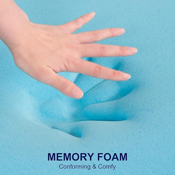 3 Inch Twin XL Memory Foam Mattress Topper Size for College and Dorm, Cooling Gel Infused, Mattress Pad for Pressure Relief, School Essentials, 39x80 Inches, Blue