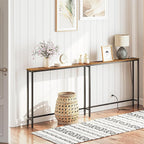 HOOBRO 78.7" Narrow Console Table with Charging Station, 5.9" Sofa Table with 2 Power Outlets and USB Ports, Long Entryway Tables Behind Couch Table, for Hallway, Living Room, Rustic Brown BF205UXG01