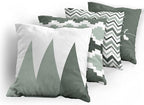 Ambesonne Modern Throw Pillow Cushion Case Pack of 4, Geometric Style Pattern of Triangles Zigzags Love Home Phrase Print, Modern Accent Double-Sided Digital Printing, 16", Dark Sea Green and White