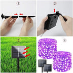 Purple Halloween Solar String Lights Outdoor, 2-Pack 80FT 200LED Solar Twinkle Light Waterproof, Copper Wire 8 Modes Purple Fairy Lights for Garden, Fence, Tree Decor, Halloween Decoration Outdoor