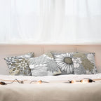 Ambesonne Floral Throw Pillow Cushion Case Pack of 4, Flower Petals Modern Color Palette Chamomile Peony Dahlia and Sunflower Print, Modern Accent Double-Sided Digital Printing, 16", Slate Brown Grey