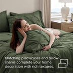 Bedsure California King Comforter Set Olive Green - Bed in a Bag Cal King Bedding Set 7 PCS, GentleSoft™ Pintuck Bed Set Gift for Family, Pinch Pleat Green Comforter with Sheets, Pillowcases & Shams
