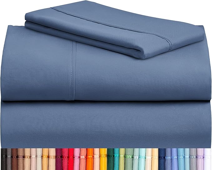 LuxClub Twin XL Sheets - Soft Twin Bed Sheets for-Boys-and-Girls-3 PC Deep Pockets Wrinkle Free-Kids-Fitted Sheets Machine Washable Hotel Bedding Silky Soft - Oxford Twin XL
