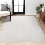 JONATHAN Y Graphic Lines High-Low Indoor Area Rug 3X5 White/Cream, Alcina Modern Scandinavian for Living Room, Bedroom, Kitchen, Easy-Cleaning, High Traffic, Pet-Friendly, Non-Shedding SND102B-3