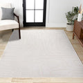 JONATHAN Y Graphic Lines High-Low Indoor Area Rug 5X8 White/Cream, Alcina Modern Scandinavian for Living Room, Bedroom, Kitchen, Easy-Cleaning, High Traffic, Pet-Friendly, Non-Shedding SND102B-5