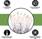 612 Vermont Clear 35 Count Christmas String Lights on White Wire Cord, UL Approved for Indoor Use Only, Total Length 7.5 Foot, Lighted Length 6.1 Foot