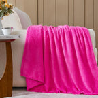 NEWCOSPLAY Super Soft King Blanket Hot Pink Premium Silky Flannel Fleece Leaves Pattern Lightweight Bed Blanket All Season Use (Hot Pink, King(90"x110"))