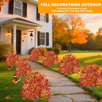 2 Pack Fall Artificial Mums Topiary Ball Tree with Ground Spike Boxwood 25" UV Resistant Fake Greenery Shrub Faux Violet Plant Fall Decorations Flower for Garden Yard Porch Patio Autumn Outdoor Decor