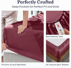 California Design Den King Size Sheets Set - Soft 400 Thread Count Sateen, Natural 100% Cotton Sheets with Deep Pockets, Breathable, Cooling and Durable Bedding Set - Burgundy Red