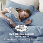 Bedsure Cotton Duvet Cover King - 100% Cotton Waffle Weave Grey Blue Duvet Cover King Size, GentleSoft™ and Breathable Bedding Set for All Season, 3 Pieces, 104"x90"