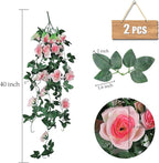 RECUTMS 2PCS Artificial Hanging Flower 3.3Ft Fake Garland for Home Room Garden Wedding Indoor Outdoor Decoration (Champagne)
