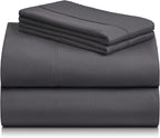 LuxClub 4 PC Full Size Sheet Set Sheets Deep Pockets Wrinkle Free Cooling Sheets Machine Washable Hotel Bedding Silky Soft - Dark Grey Full