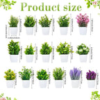Mimorou 16 Pcs Small Fake Plants Mini Artificial Potted Plants Faux Pot Flowers Indoor Plastic Eucalyptus Greenery for Home Bathroom Living Room Office Decor