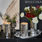 Silver Candle Holder Hurricane Candle Cylinder Vases for Centerpieces Set of 6 for Wedding Table Centerpiece