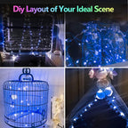 4 Pack 20FT 60LED Christmas Battery Operated Fairy Lights with Timer, Waterproof Battery String Lights Outdoor Indoor, Battery Twinkle Light for Bedroom Wedding Birthday Party Chirstmas (Blue)