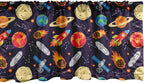 Ambesonne Space Window Valance Pack of 2, Universe Themed Illustration with Earth Moon Constellations Saturn Rockets Stars, Rod Pocket Curtain Valances for Kitchen Bedroom, 42" X 18", Dark Night Blue