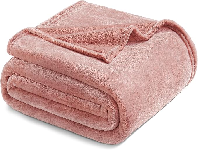 Exclusivo Mezcla Fleece Blanket Twin Size for Bed, Super Soft and Warm, All Season Use, Cozy, Plush, Lightweight, 90x66 Inches, Dusty Pink