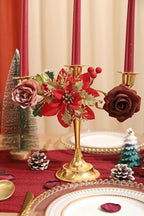 Artificial Christmas Flowers Set with Poinsettia, Fake Roses, Greenery Leaves & Stems for DIY Christmas Decor - Wreath, Tree Ornaments, Wedding Bouquets, Centerpieces, Home Floral Arrangement