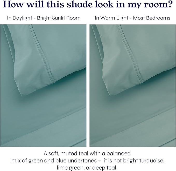 California Design Den King Size Sheets Set - 400 Thread Count Sateen, Natural 100% Cotton Sheets with Deep Pockets, Breathable, Cooling and Durable Bedding Set - Teal